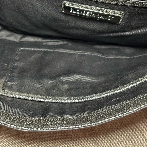 ELIZABETH & JAMES Silver Metallic Pebbled Leather Flap Over Clutch Handbag - Picture 5 of 11